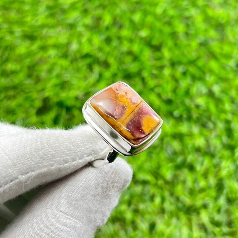 Mookaite Gemstone 925 Sterling Silver Ring Artisan Made